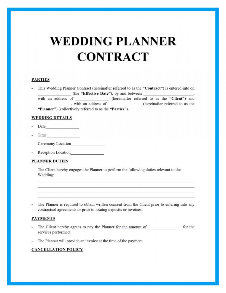 Wedding Planner Contract with Downloadable Sample Template