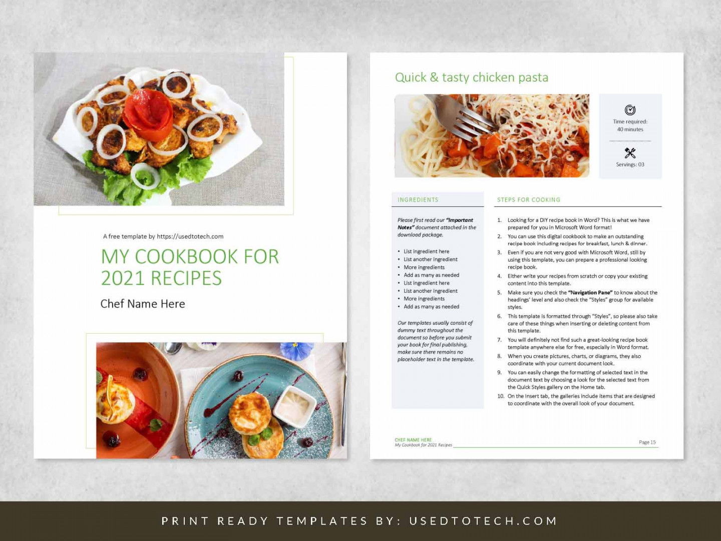 Word DIY recipe book template for chefs - Used to Tech