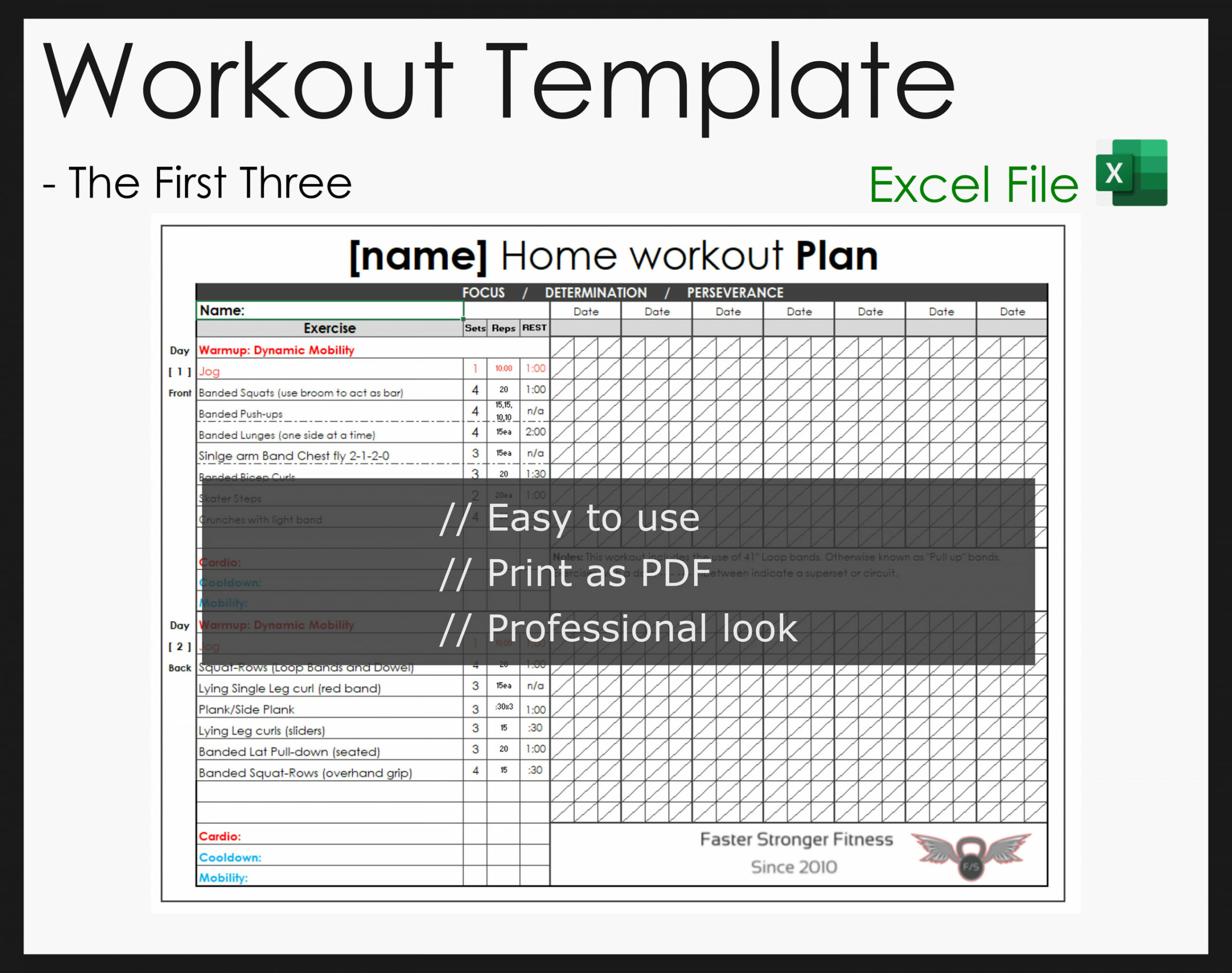 Workout Template EDITABLE Excel File Workout Log - Etsy