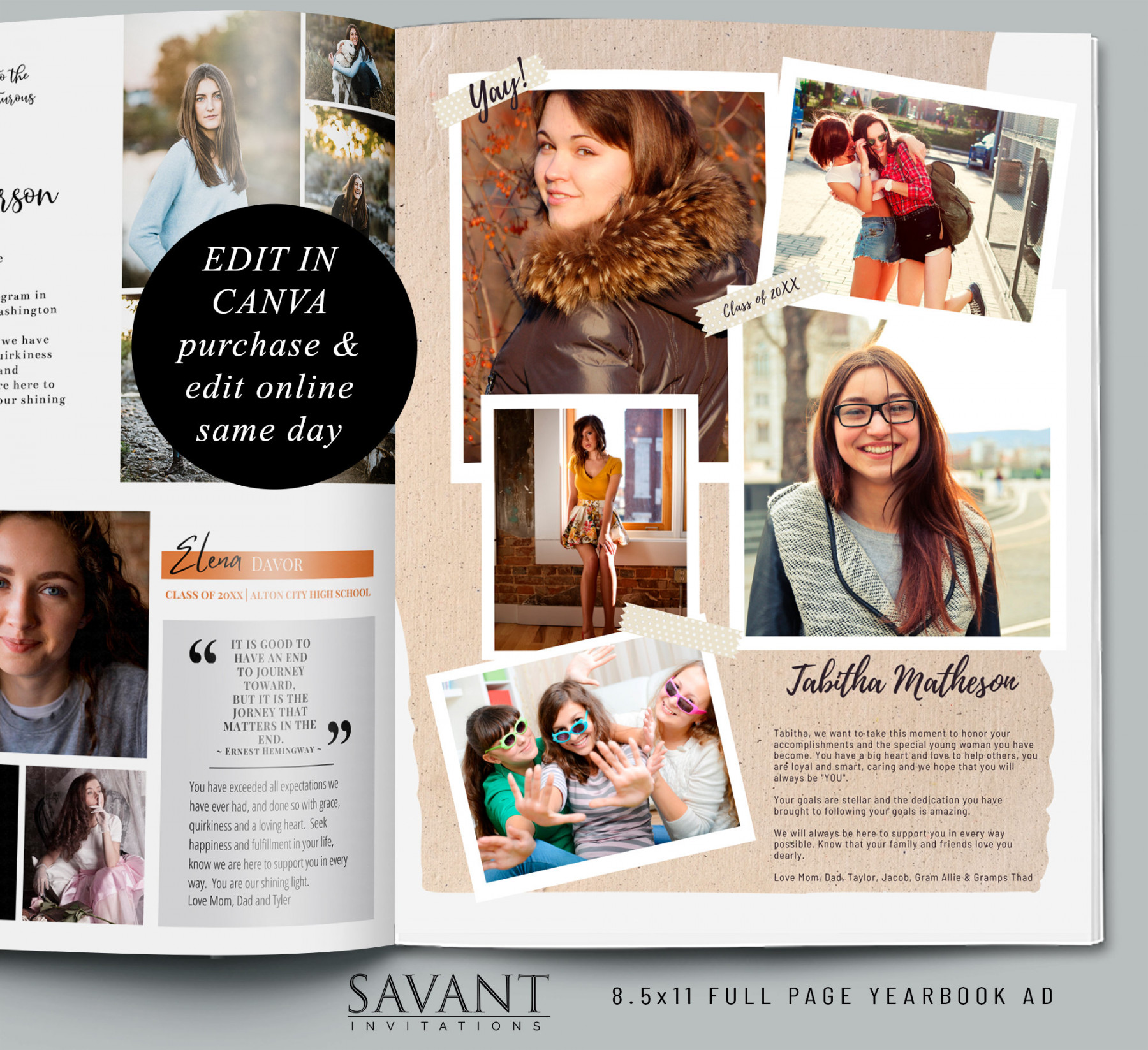 Yearbook Ad Template Full Page Graduation Ad Canva Template - Etsy