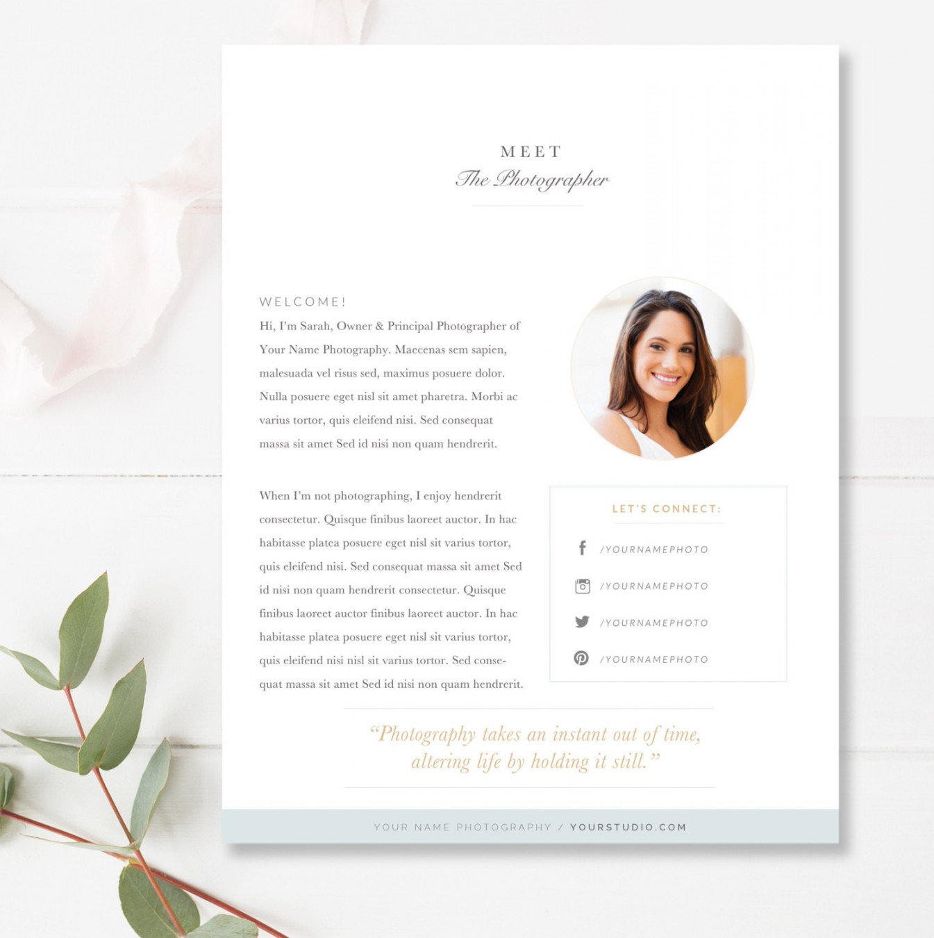 About Me Page Template for Photographers Photo Marketing - Etsy