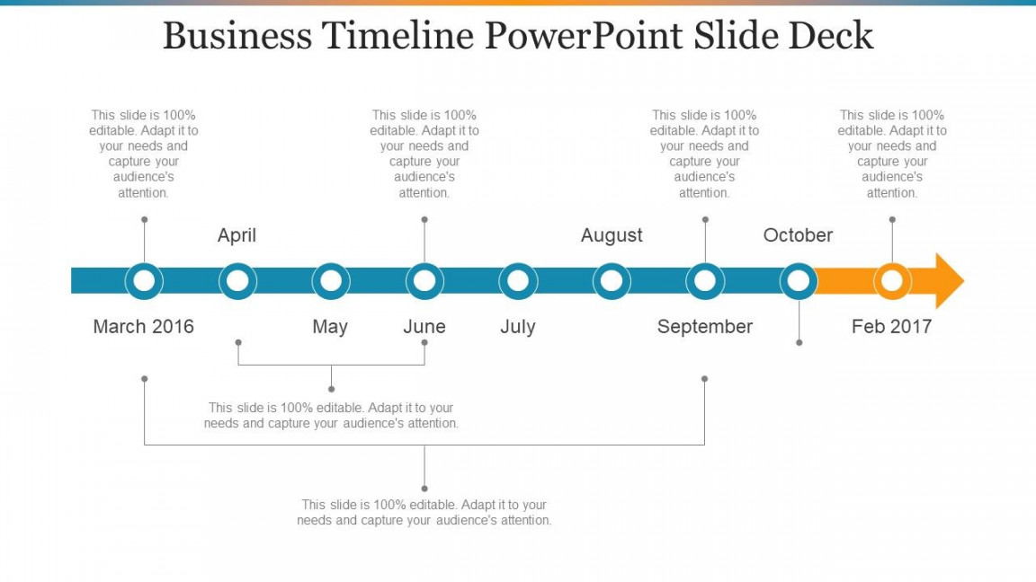 Business-Timeline Powerpoint-Foliendeck  Beispiel für eine