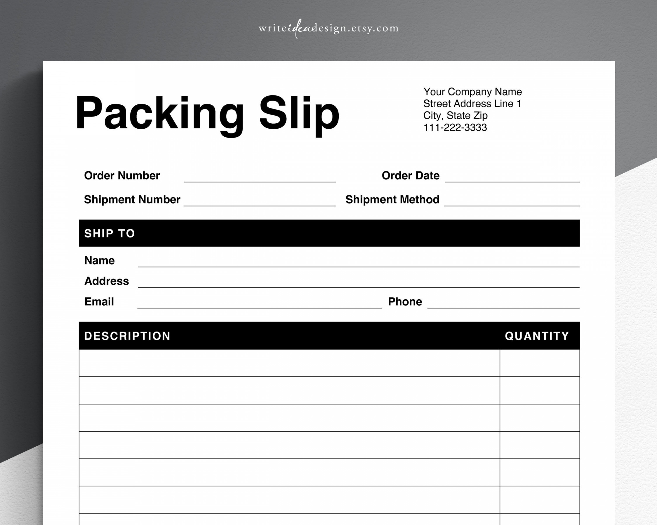 Buy Packing Slip. Pdf/google Docs/microsoft Word