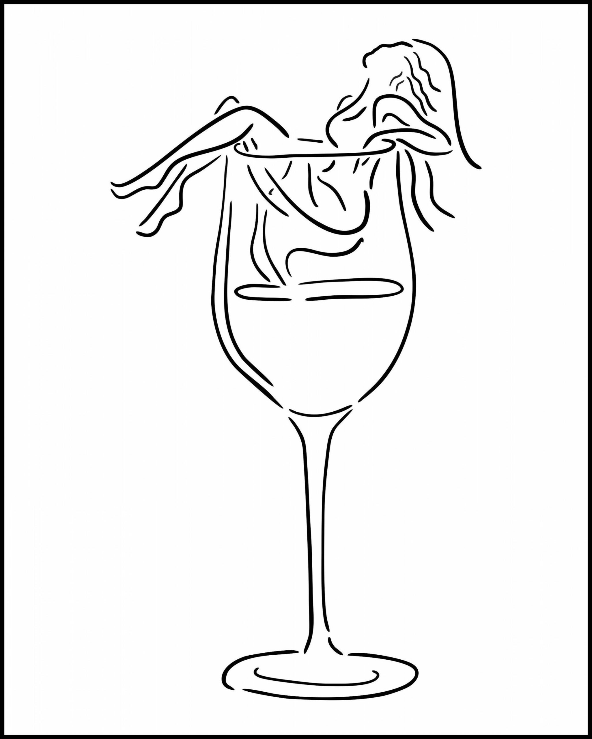 Canvas Stencil for Paint Parties Woman In Wine Glass - Etsy