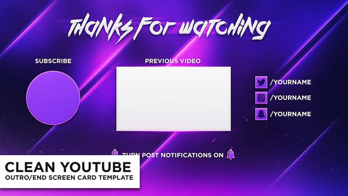 Clean Outro/End Screen Card Photoshop Template *FREE*