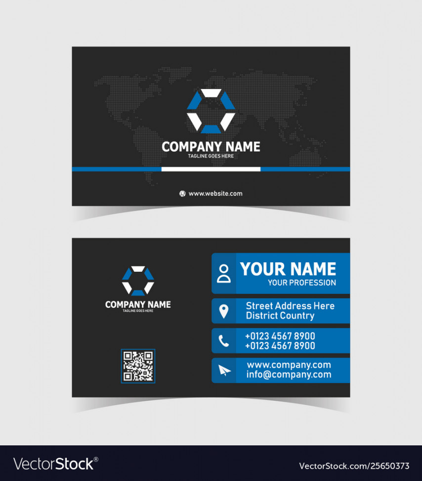 Corporate business card print template with world Vector Image