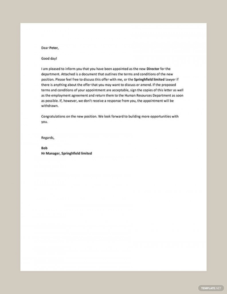 Director Appointment Letter Template - Download in Word, Google