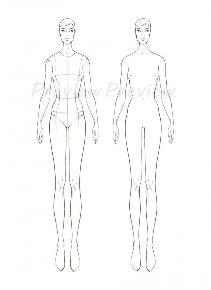 Fashion Design Template Body Croquis Template Female Fashion