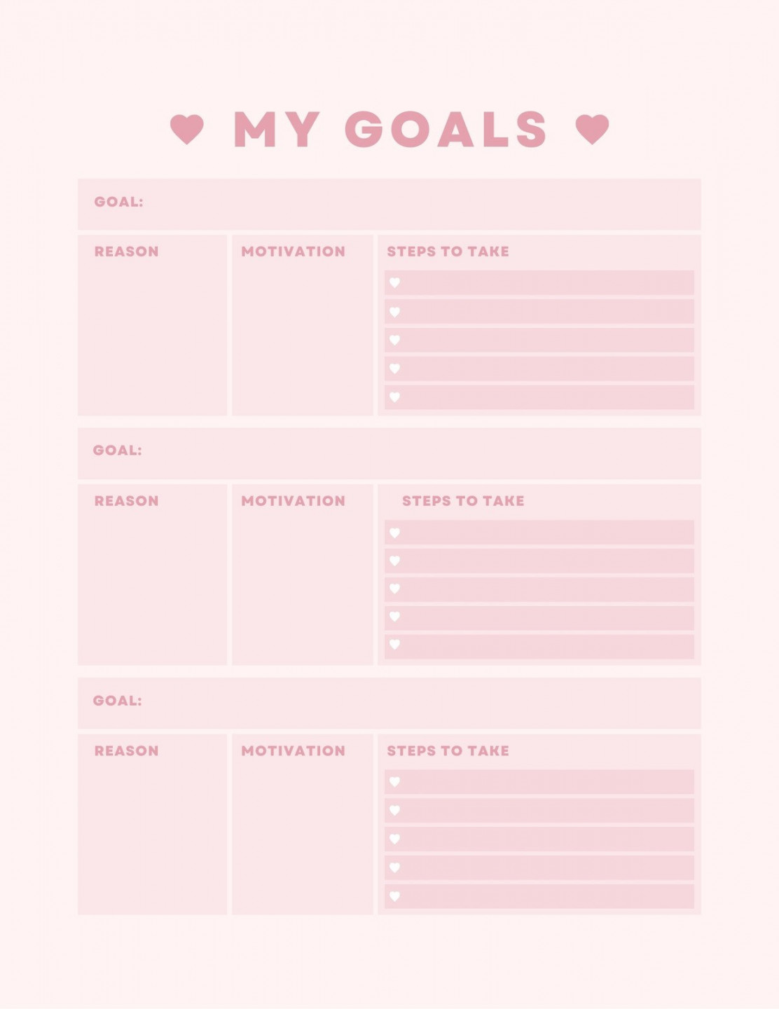 Free and customizable goals templates