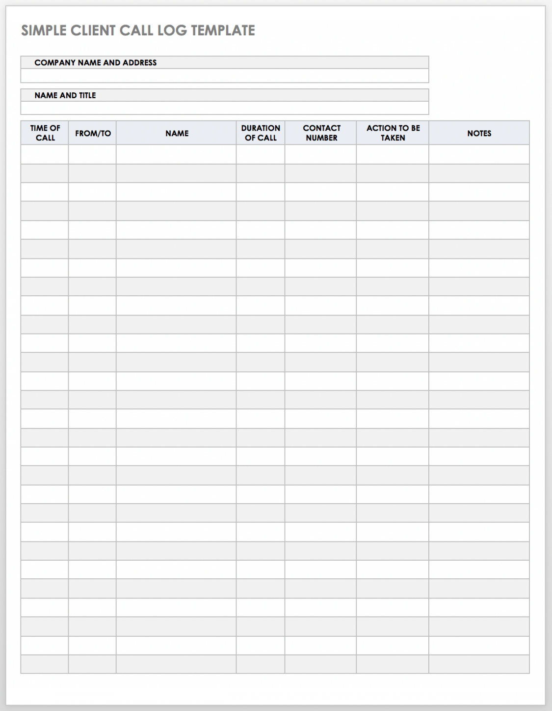 Free Client Call Log Templates  Smartsheet