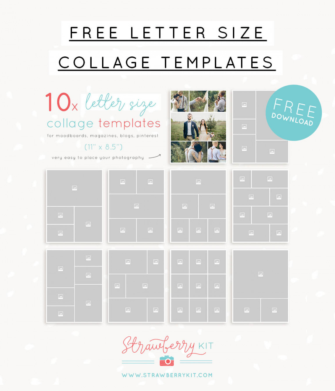 Free collage templates for Photoshop  Letter size