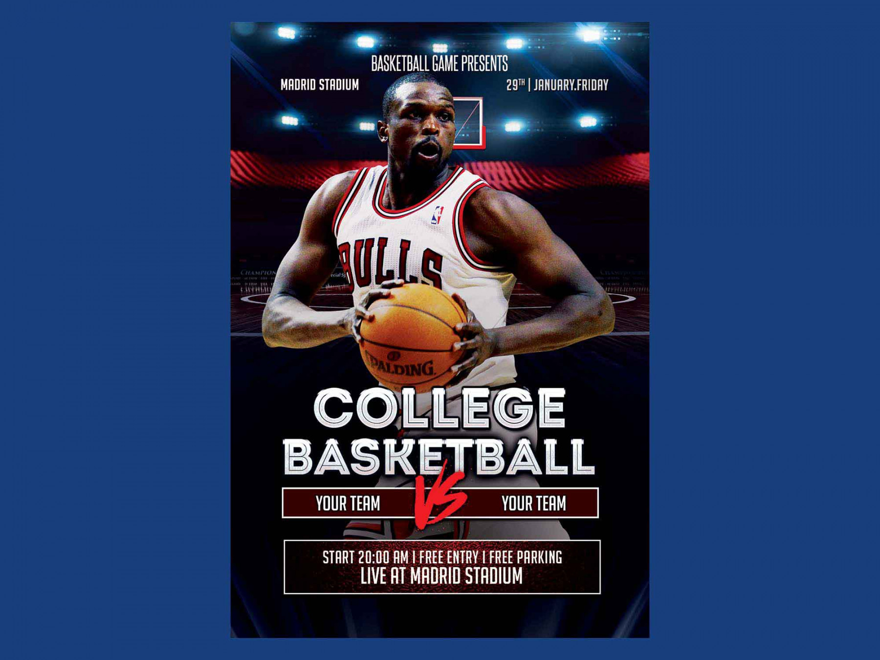 Free College Basketball Flyer Template (PSD)