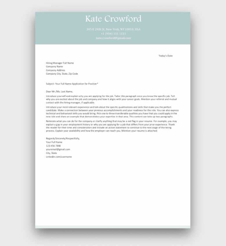 Free Cover Letter Templates for Word - Download Instantly