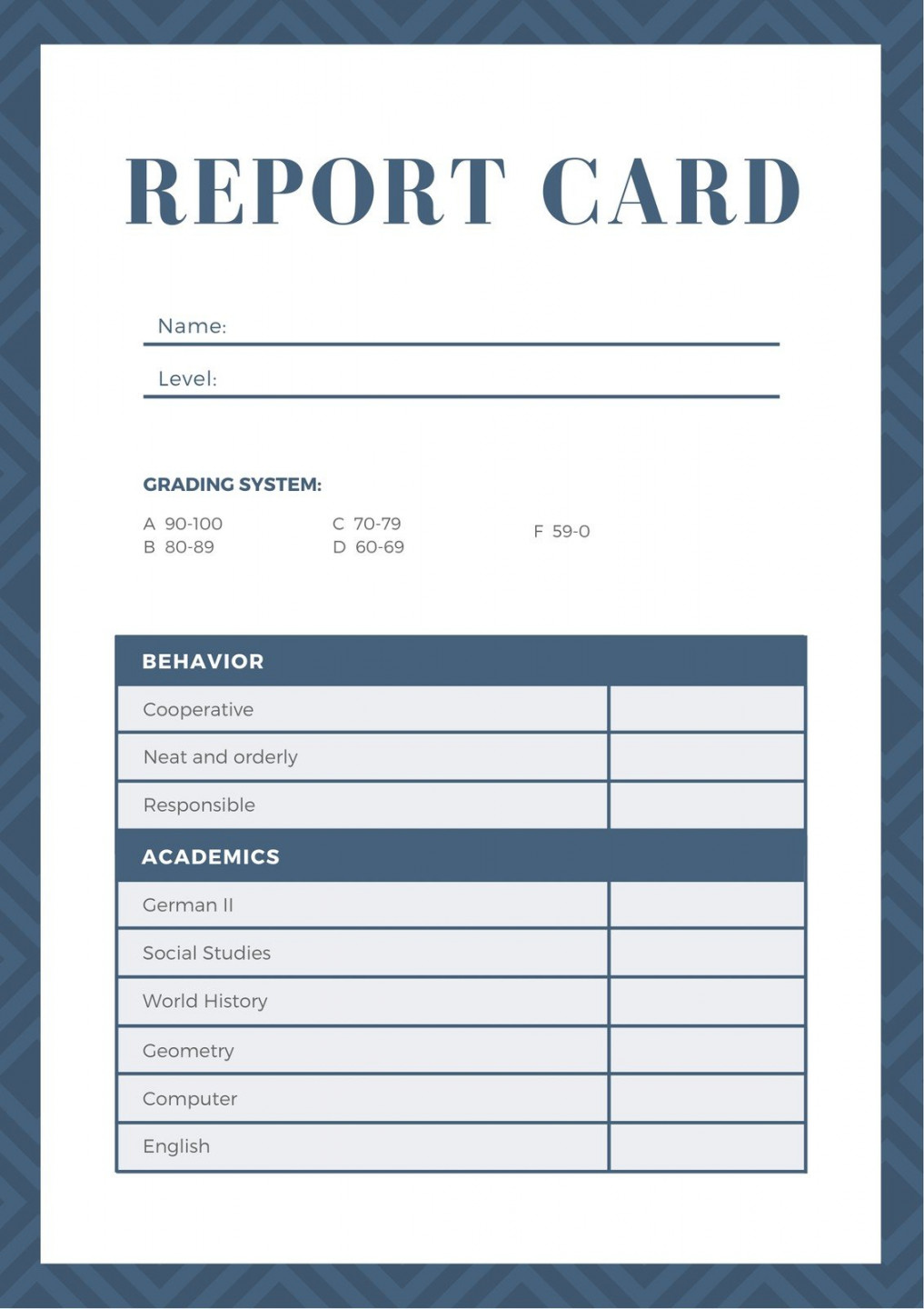 Free custom printable homeschool report card templates  Canva