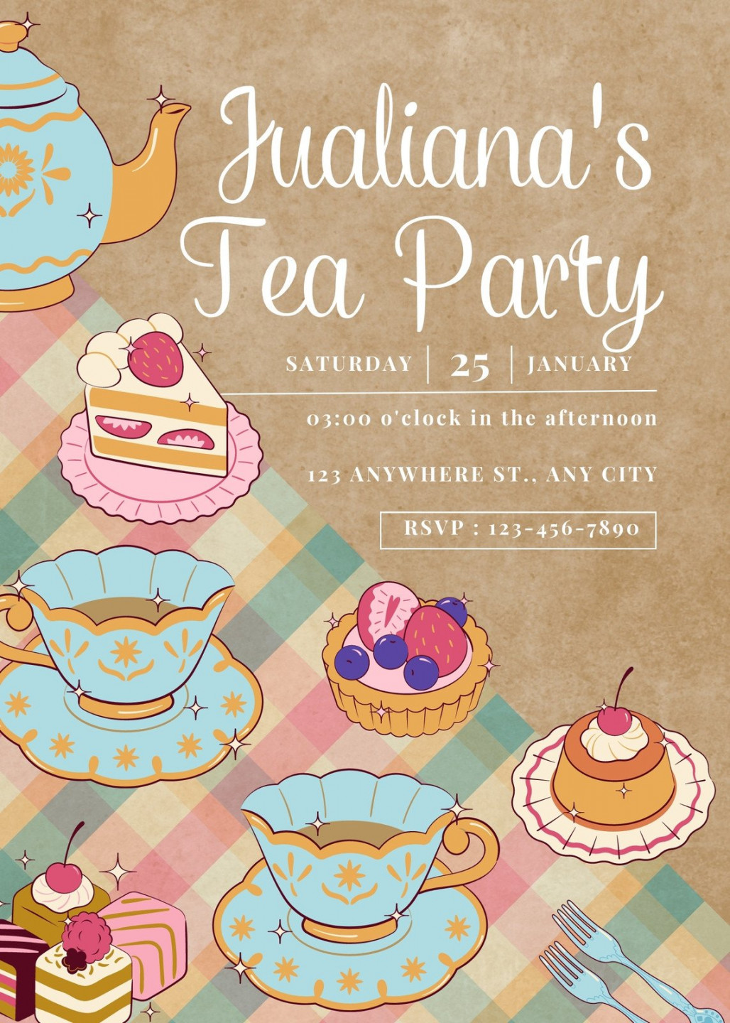 Free custom printable tea party invitation templates  Canva