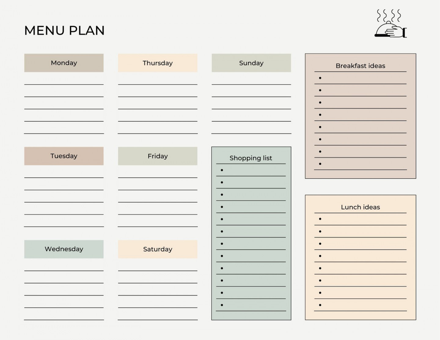 Free, customizable meal planner menu templates  Canva