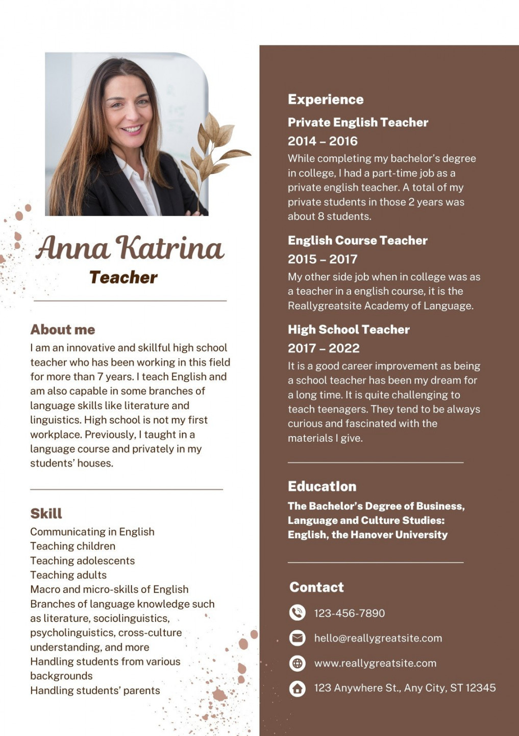 Free editable teacher resume templates  Canva