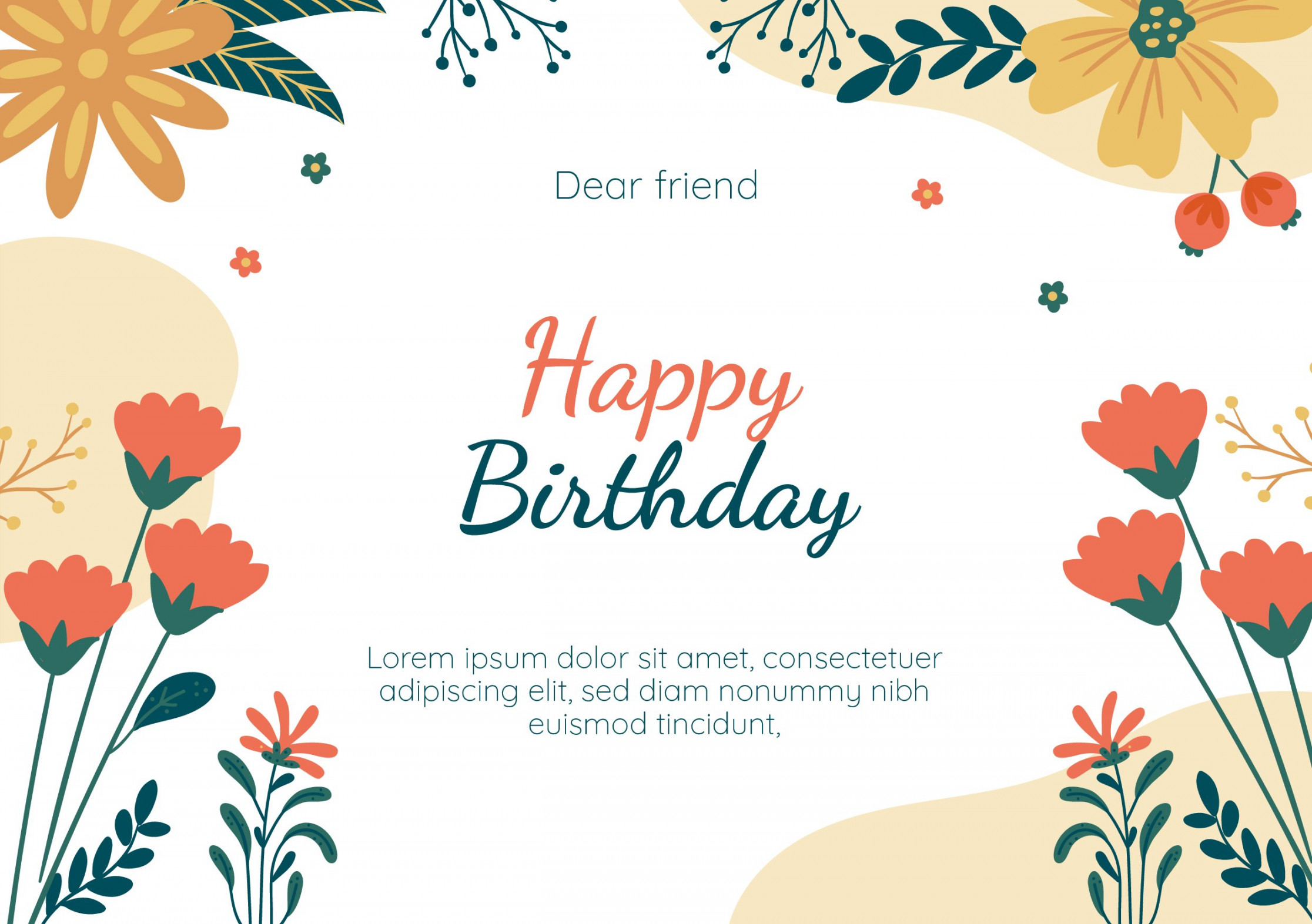 Free Flower details birthday card template to design