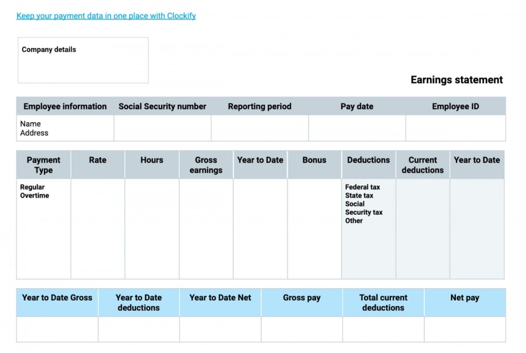 Free Pay Stub Templates — Clockify