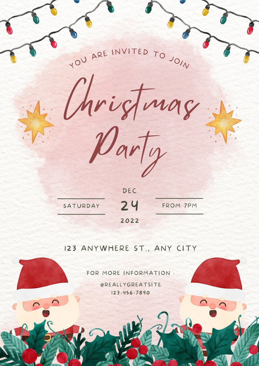 Free, printable, customizable Christmas invitation templates  Canva