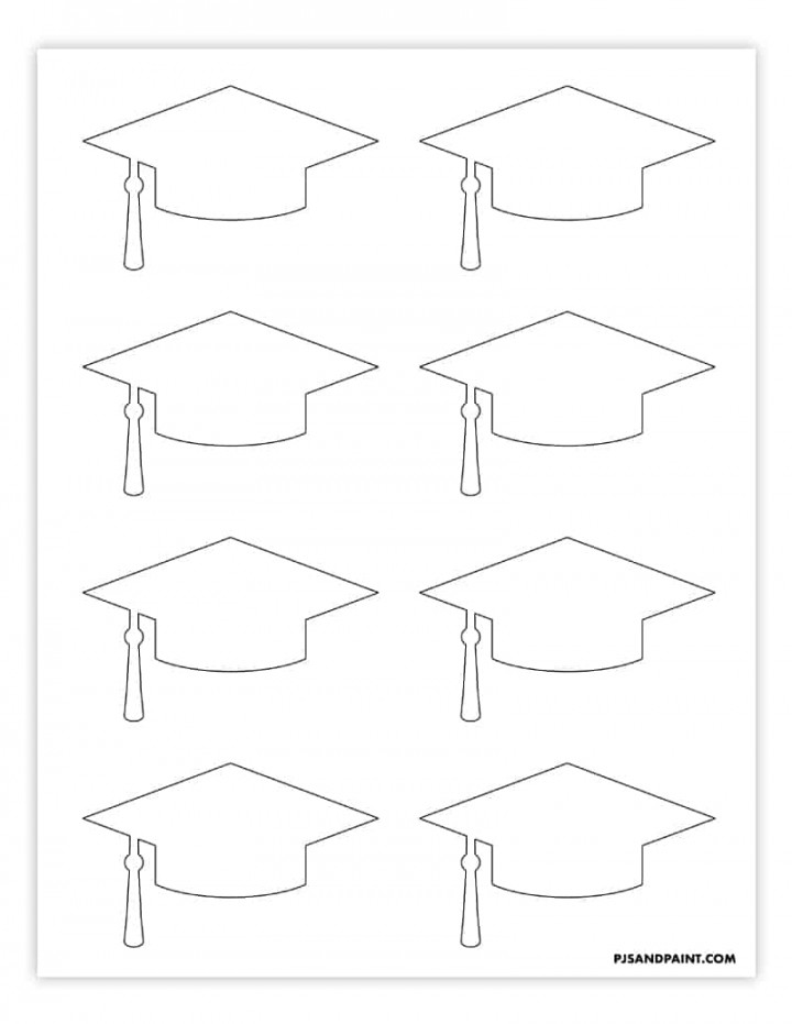 Free printable graduation cap template -  sizes - Pjs and Paint