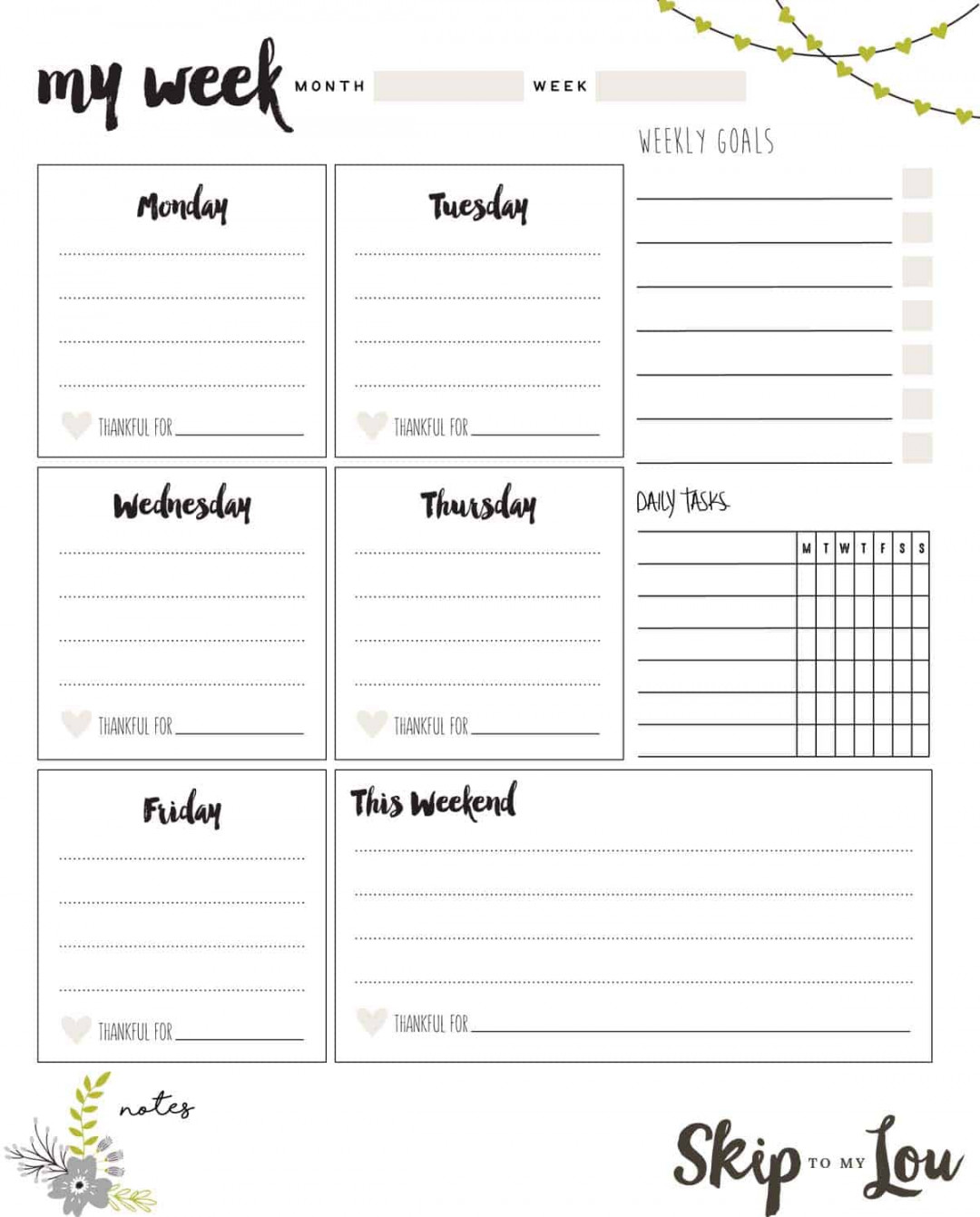 Free Printable Weekly Planner  Skip To My Lou