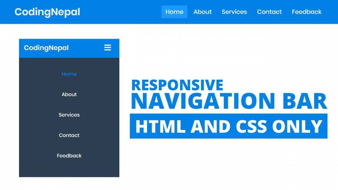 Free Responsive Navigation Bar in HTML CSS & JavaScript