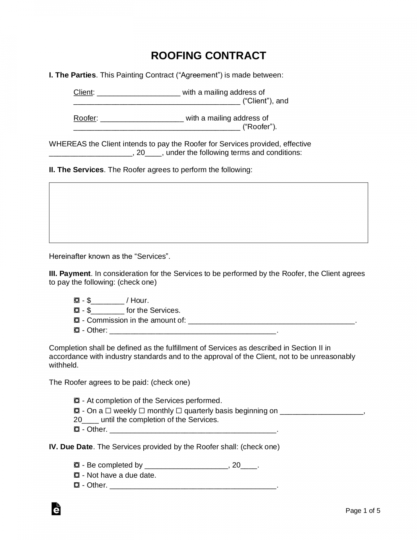 Free Roofing Contract Template - PDF  Word – eForms