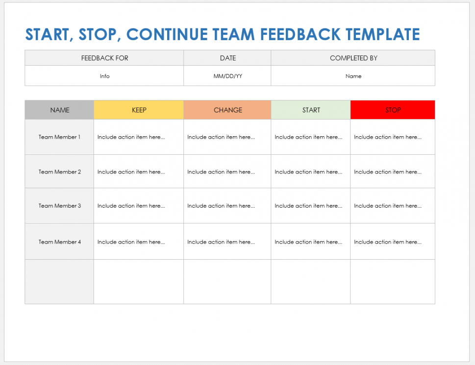 Free Start, Stop, Continue Templates  Smartsheet