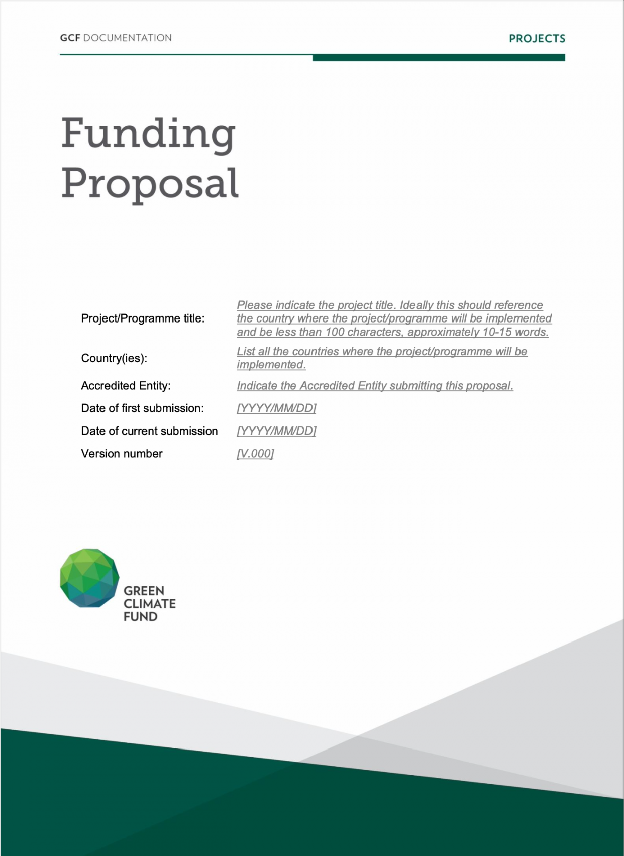 Funding Proposal template  Green Climate Fund