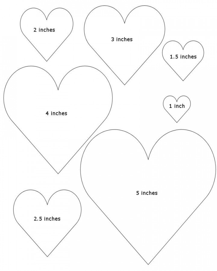 Heart different size template  Heart shapes template, Printable