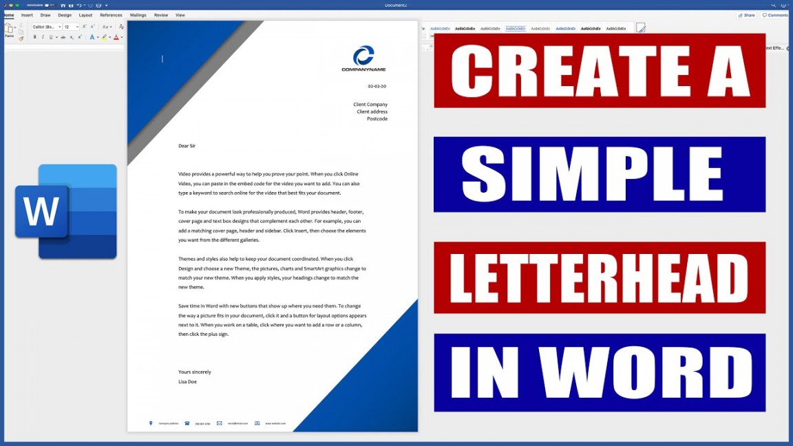 How to create a Letterhead in Word  Microsoft Word Tutorials