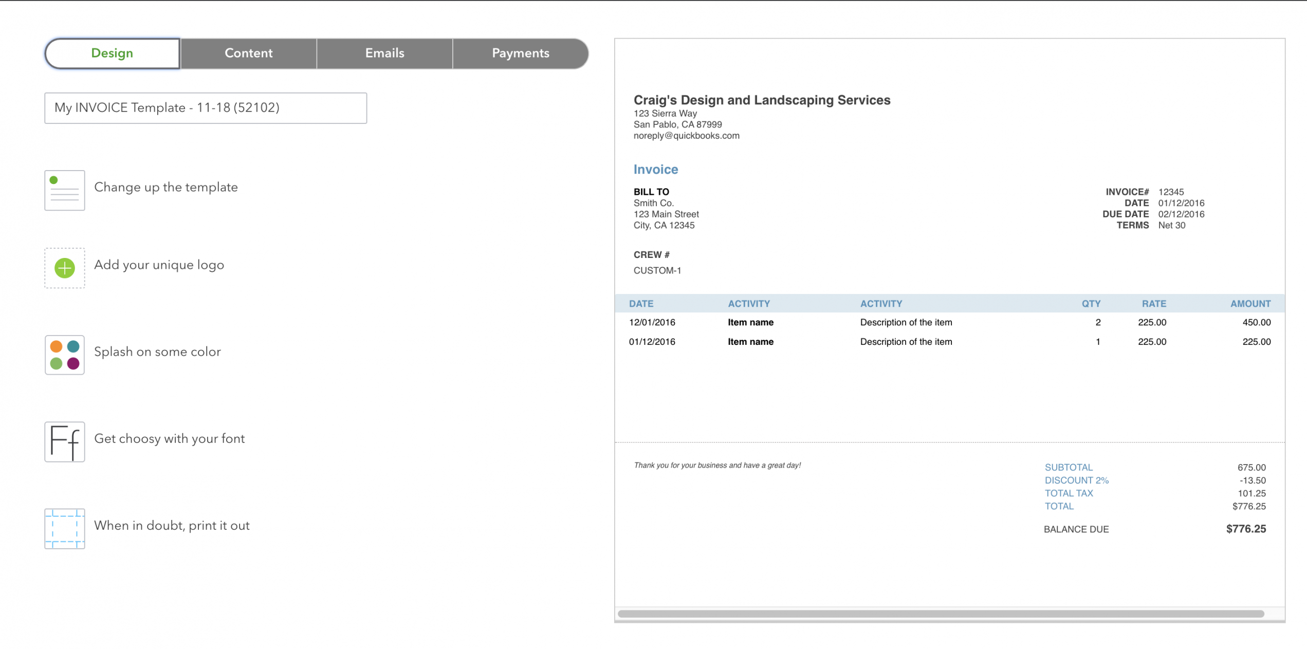 How To Create a New Invoice Template in QuickBooks Online - Gentle