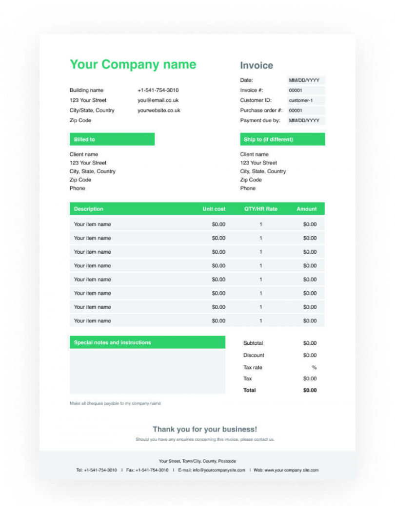 Invoice Template for Open Office - Free Download - Wise