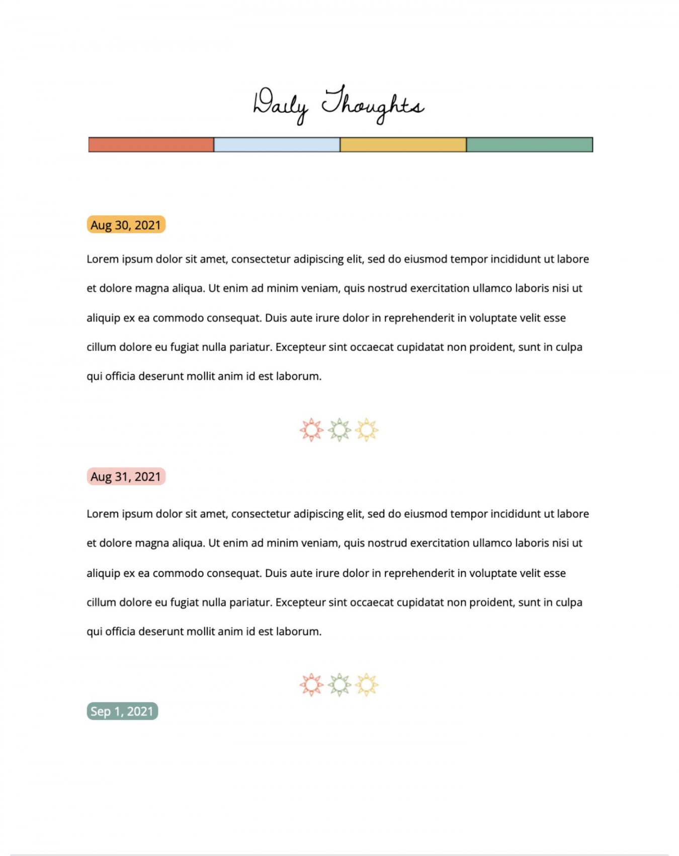 Journal template, Google docs, Google doc templates