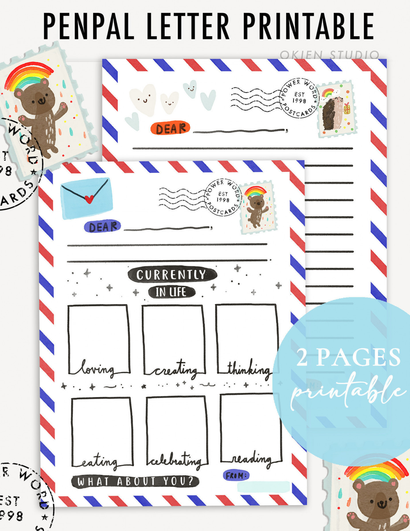 Kids Pen Pal Printable Letter Templates for Kids Letter - Etsy