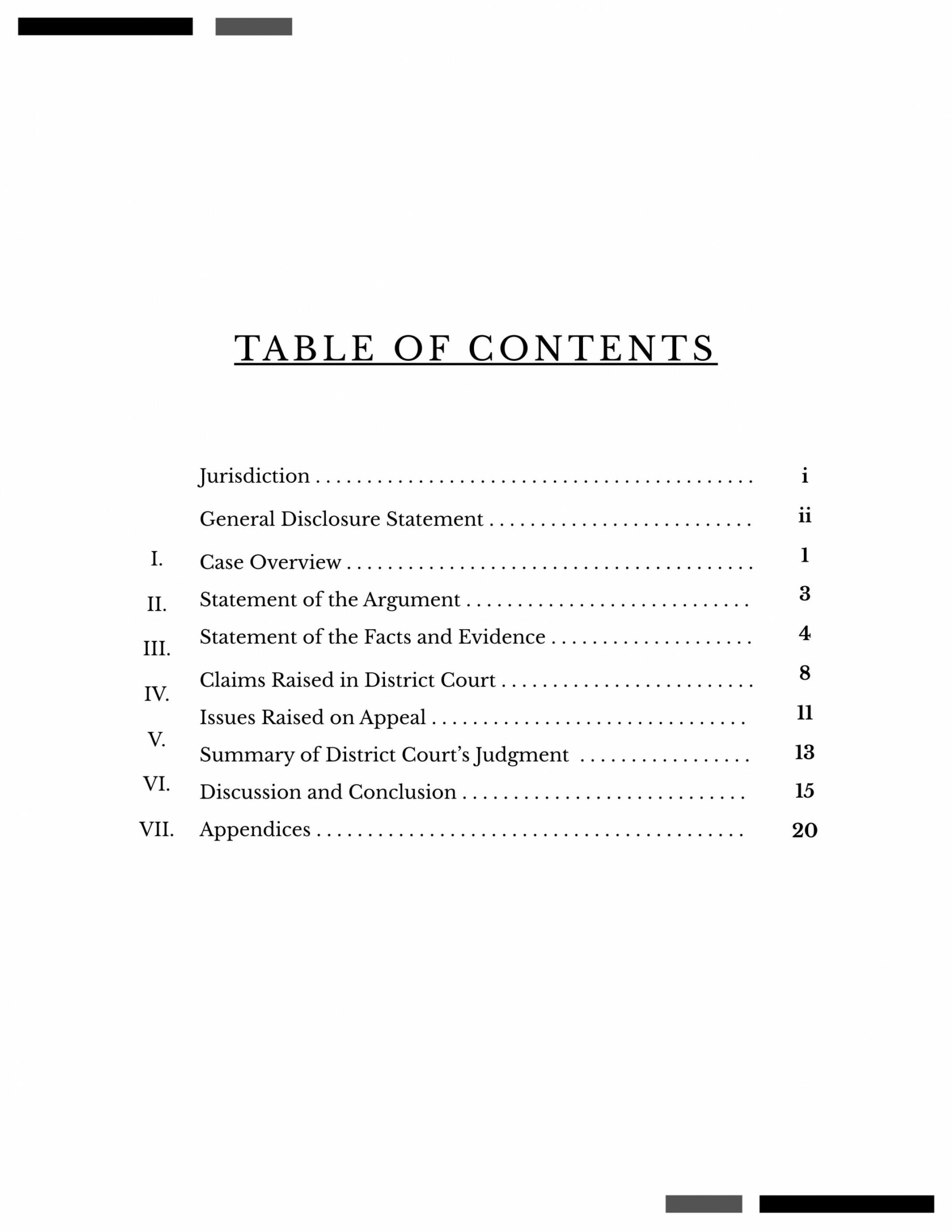 Legal Table Of Contents Template - Download in Word, Google Docs