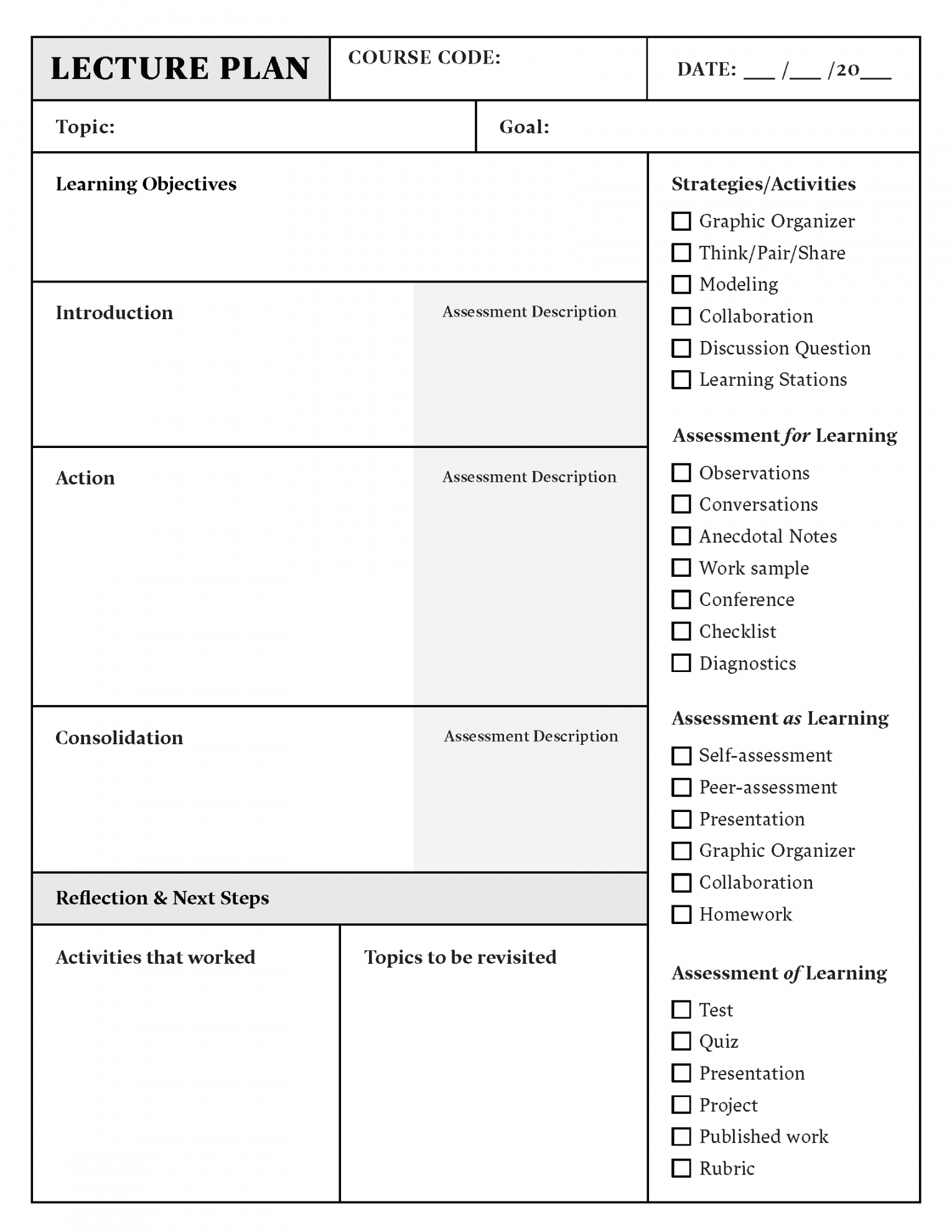 Lesson Plan Template Download in Word or PDF  Top Hat