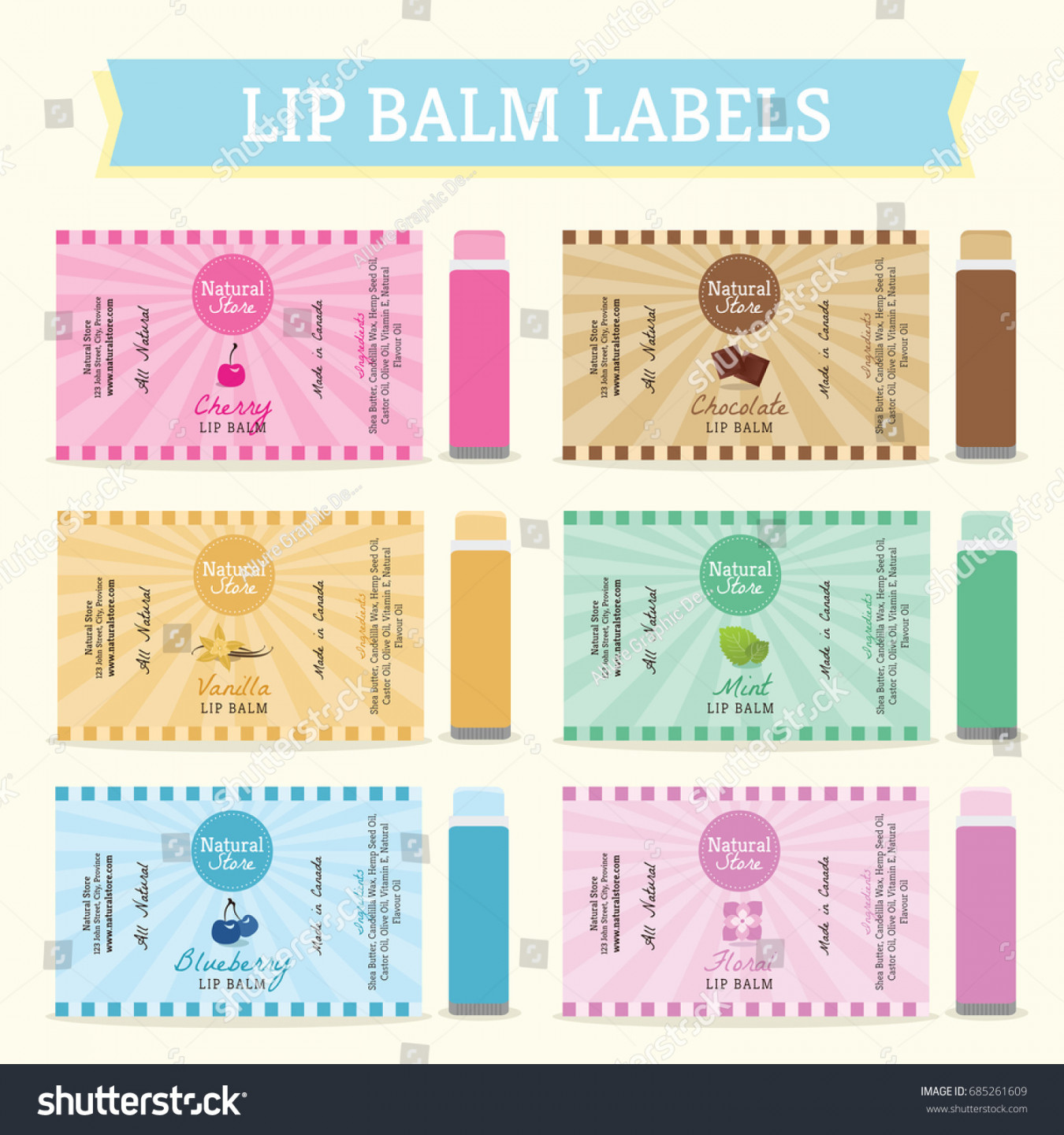 Lip Balm Labels: Stock-Vektorgrafik (Lizenzfrei)