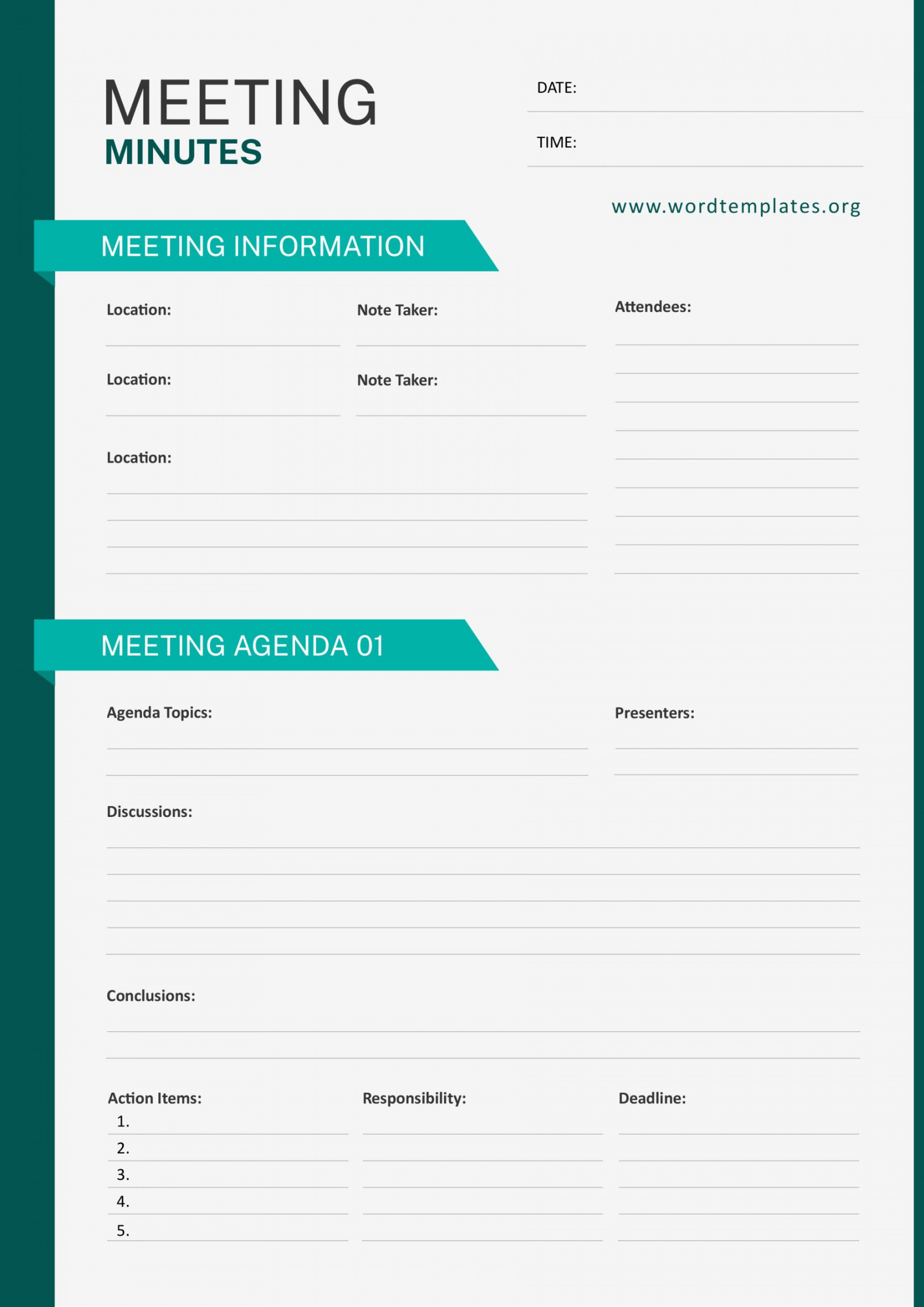 Meeting Minutes Templates - Word Templates for Free Download