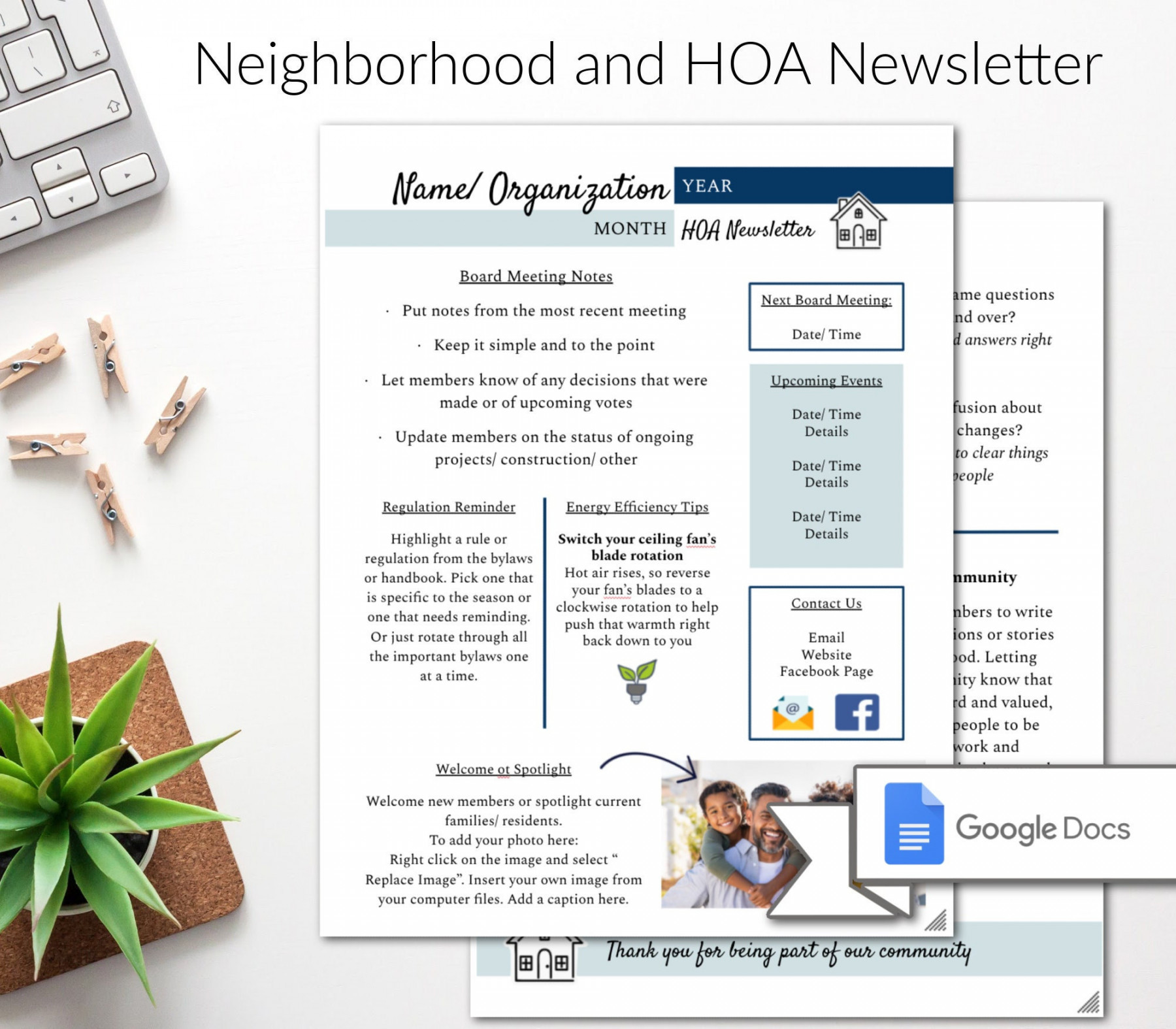 Neighborhood Newsletter for Google Docs/ Editable HOA - Etsy