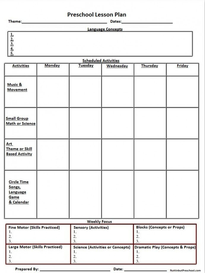 Preschool lesson plan template, Preschool lesson plan