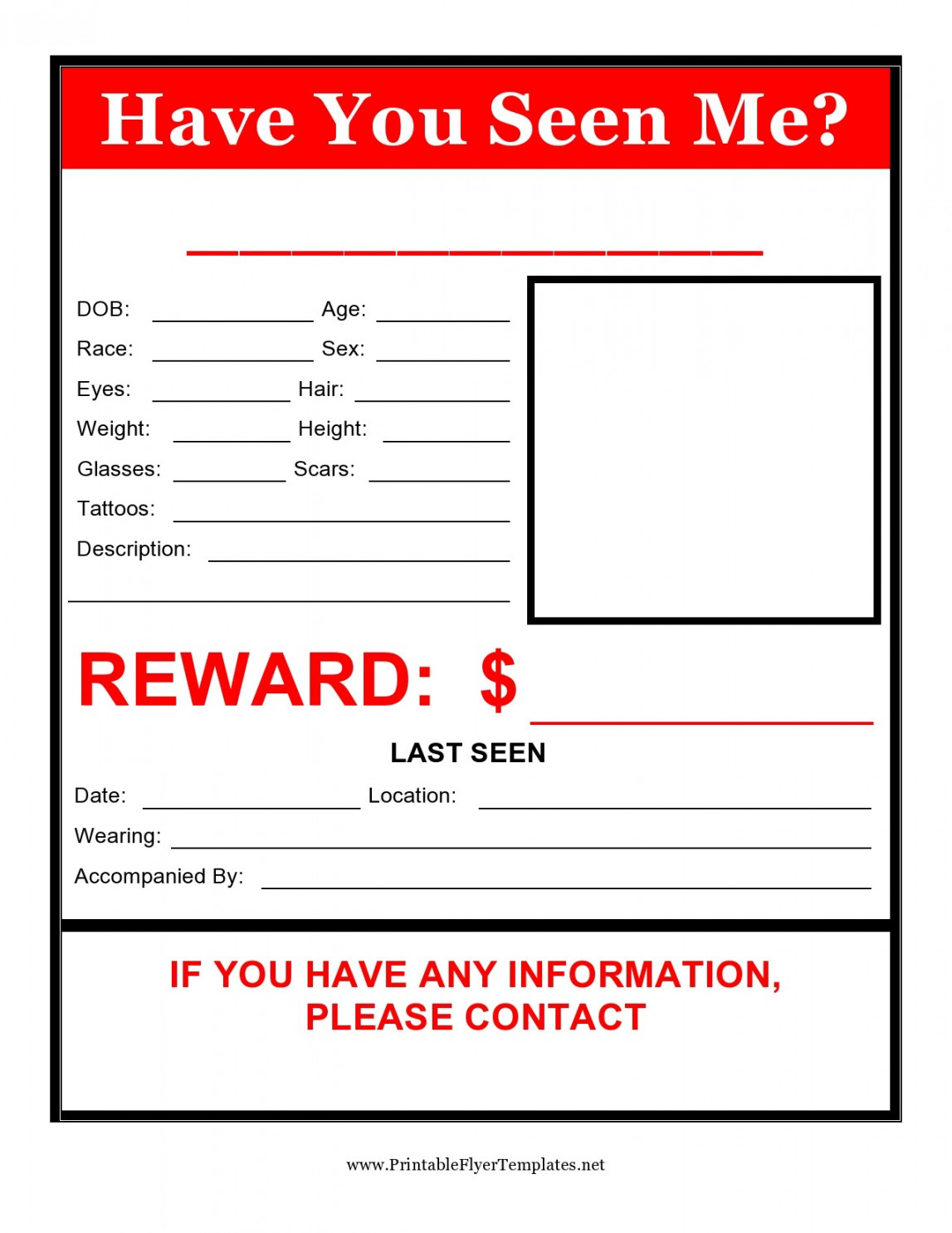 Printable Missing Poster Templates (Flyers & Signs)