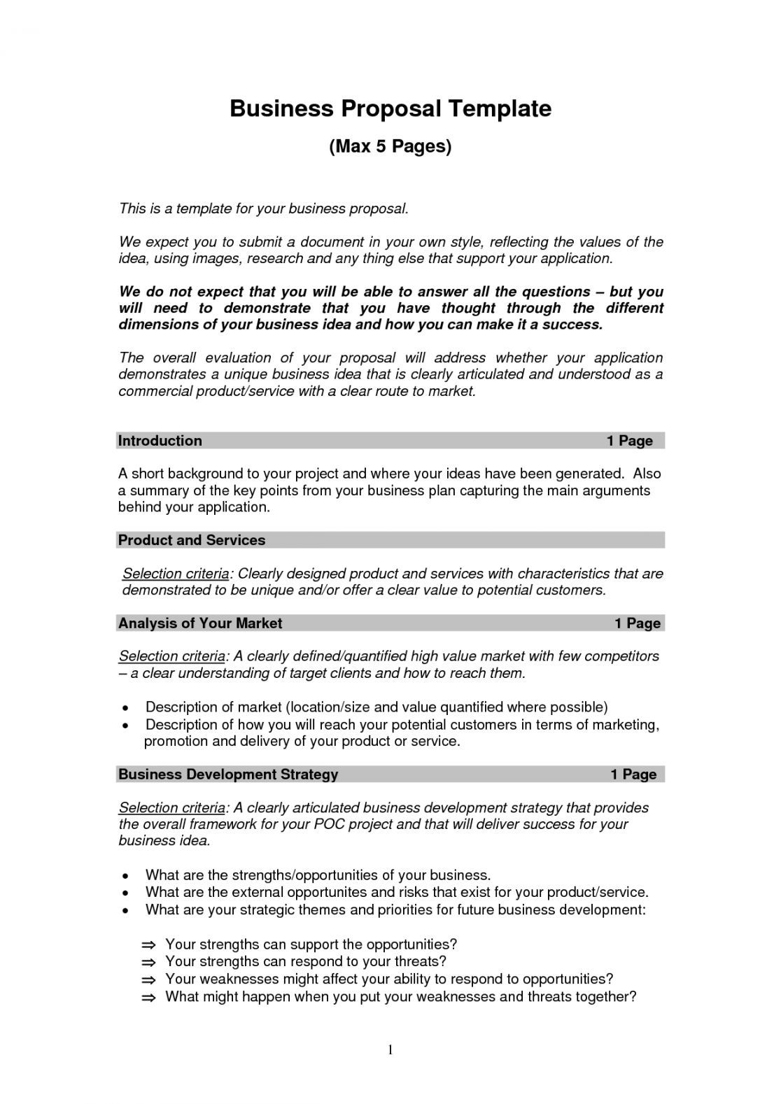 Printable Sample Business Proposal Form  Business proposal sample