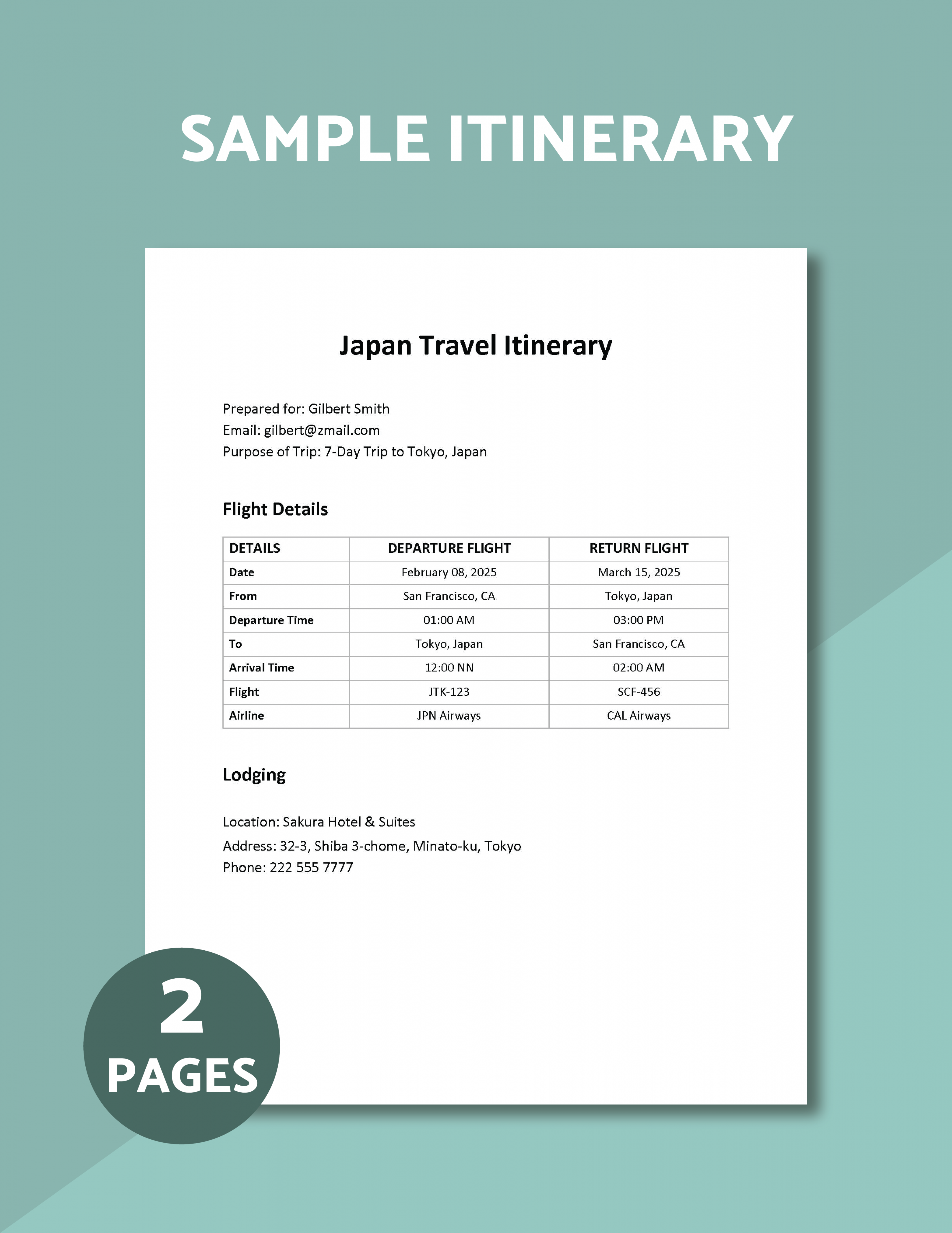 Sample Itinerary Template - Download in Word, Google Docs