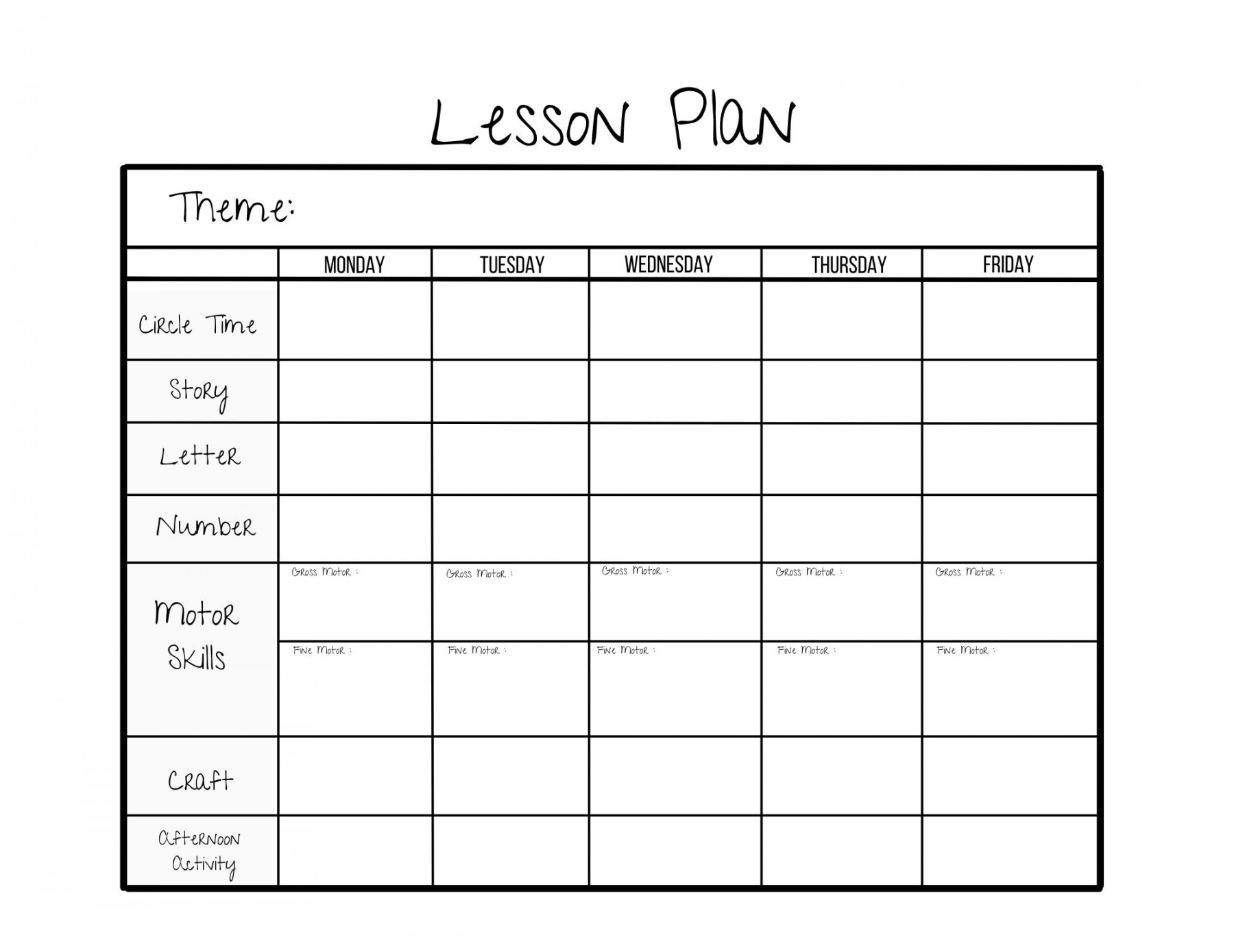 Simple Weekly Lesson Plan Template-preschool/prek/ - Etsy