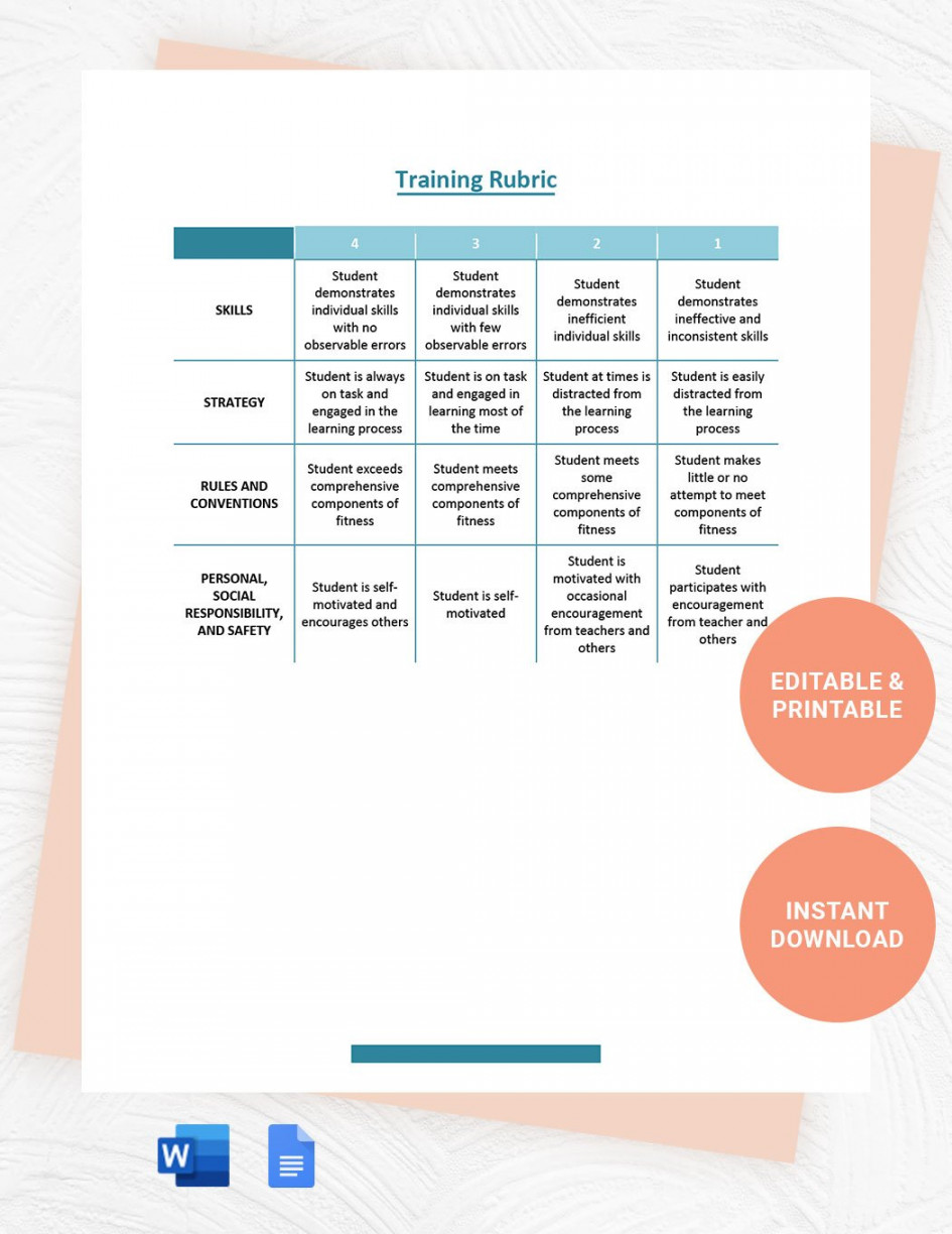 Training Rubric Template - Download in Word, Google Docs