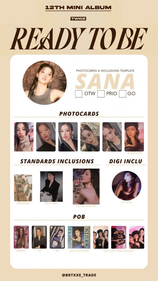 TWICE READY TO BE SANA PHOTOCARDS TEMPLATE in   Photo cards