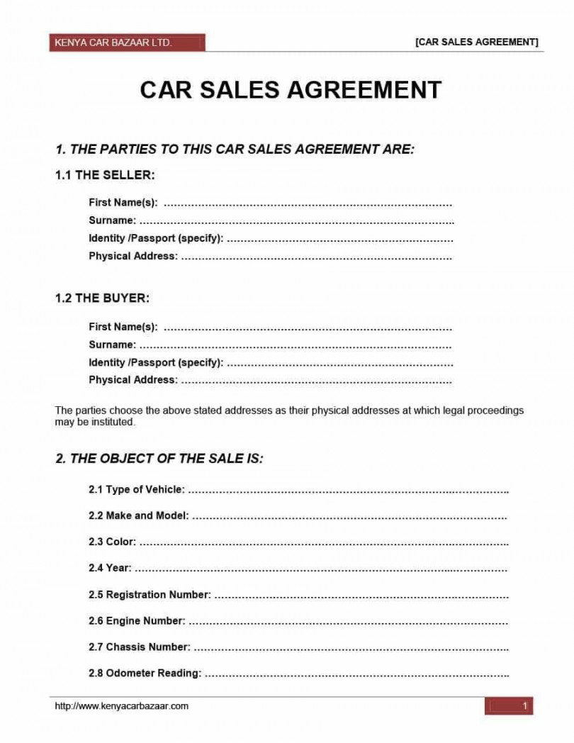 Used Car Purchase Agreement Template  Easy Rules Of Used Car