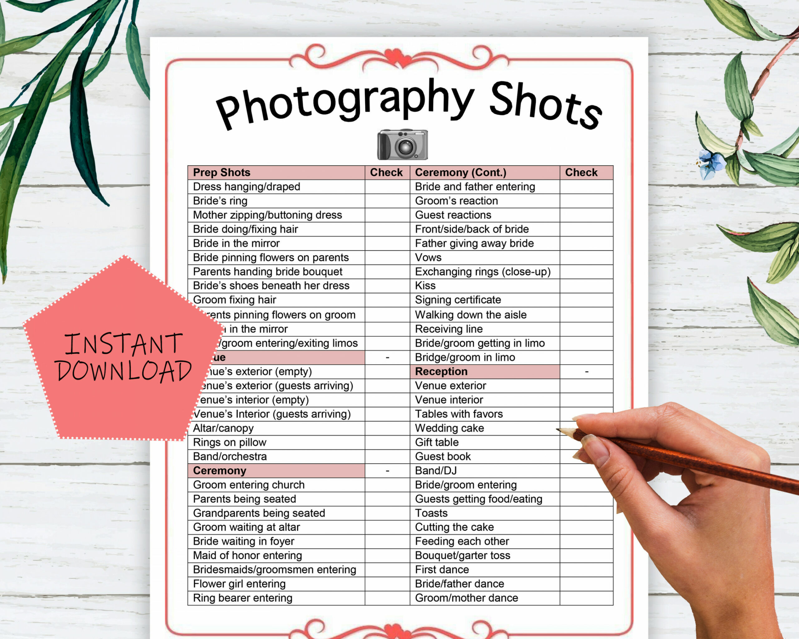 Wedding Photography Checklist Template Wedding Photographer